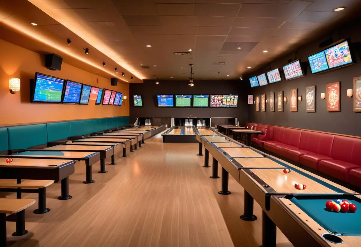 Upplev Nordic Sportsbar med bowling och sällskapsspel illustration